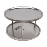 2-Tier Rack Lazy Susan Organiser Steel Kitchen Pantry Cabinet Storage - Low Angle