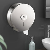 Toilet Paper Towel Dispenser Brushed Stainless Steel Wall-Mounted Bathroom Tissue - Front View
