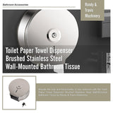 Toilet Paper Towel Dispenser Brushed Stainless Steel Wall-Mounted Bathroom Tissue - Extra Image
