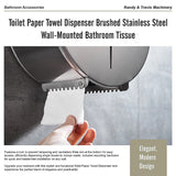 Toilet Paper Towel Dispenser Brushed Stainless Steel Wall-Mounted Bathroom Tissue - Extra Image