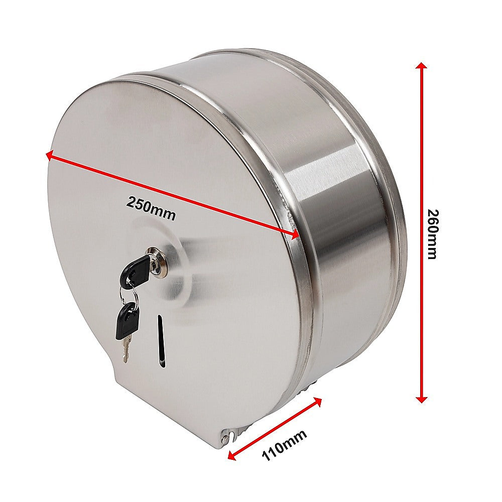 Toilet Paper Towel Dispenser Brushed Stainless Steel Wall-Mounted Bathroom Tissue