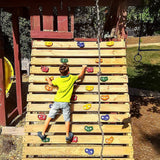Jungle Gym Rock Climbing Holds Kids Wall Mounting Hardware Knotted Rope 25 Handles Playground - Front View