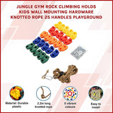 Jungle Gym Rock Climbing Holds Kids Wall Mounting Hardware Knotted Rope 25 Handles Playground - Side View