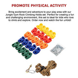 Jungle Gym Rock Climbing Holds Kids Wall Mounting Hardware Knotted Rope 25 Handles Playground - Extra Image