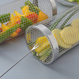 2pc BBQ Basket Round Campfire Grid Cookware - Front View