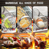 2pc BBQ Basket Round Campfire Grid Cookware - Side View