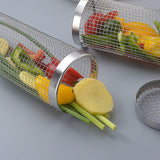 2pc BBQ Basket Round Campfire Grid Cookware - Top-Down View