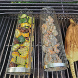2pc BBQ Basket Round Campfire Grid Cookware - Close-Up Angle