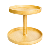 2-Tier Bamboo Lazy Susan Turntable Organizer for Kitchen Counter Cabinet