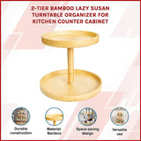 2-Tier Bamboo Lazy Susan Turntable Organizer for Kitchen Counter Cabinet - Side View