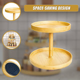 2-Tier Bamboo Lazy Susan Turntable Organizer for Kitchen Counter Cabinet - Low Angle