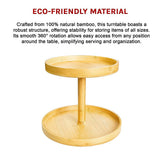 2-Tier Bamboo Lazy Susan Turntable Organizer for Kitchen Counter Cabinet