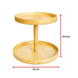 2-Tier Bamboo Lazy Susan Turntable Organizer for Kitchen Counter Cabinet