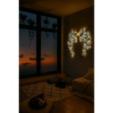 LED Angel Wing Metal Wall Art Wrought Iron Wings Sculpture Fairy Lights - Front View