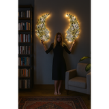 LED Angel Wing Metal Wall Art Wrought Iron Wings Sculpture Fairy Lights - Side View