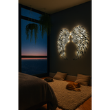 LED Angel Wing Metal Wall Art Wrought Iron Wings Sculpture Fairy Lights - 45-Degree Angle