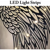 LED Angel Wing Metal Wall Art Wrought Iron Wings Sculpture Fairy Lights - Top-Down View