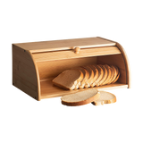 Bamboo Bread Box Kitchen Storage - Close-Up Angle
