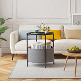 Round Side Table Bedside Storage Basket - Top-Down View