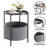 Round Side Table Bedside Storage Basket - 45-Degree Angle