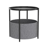 Round Side Table Bedside Storage Basket - Close-Up Angle