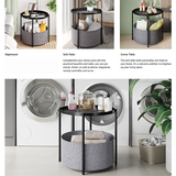 Round Side Table Bedside Storage Basket - Low Angle