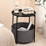 Round Side Table Bedside Storage Basket - Extra Image