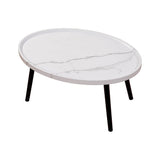 Oval Coffee Table Mid Century Modern Minimalist Display - Top-Down View