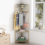 Corner Gold Clothing Rack ??Stylish Clothes Storage Stand for Bedroom & Wardrobe