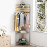 Corner Gold Clothing Rack Clothes Bedroom Storage - Front View
