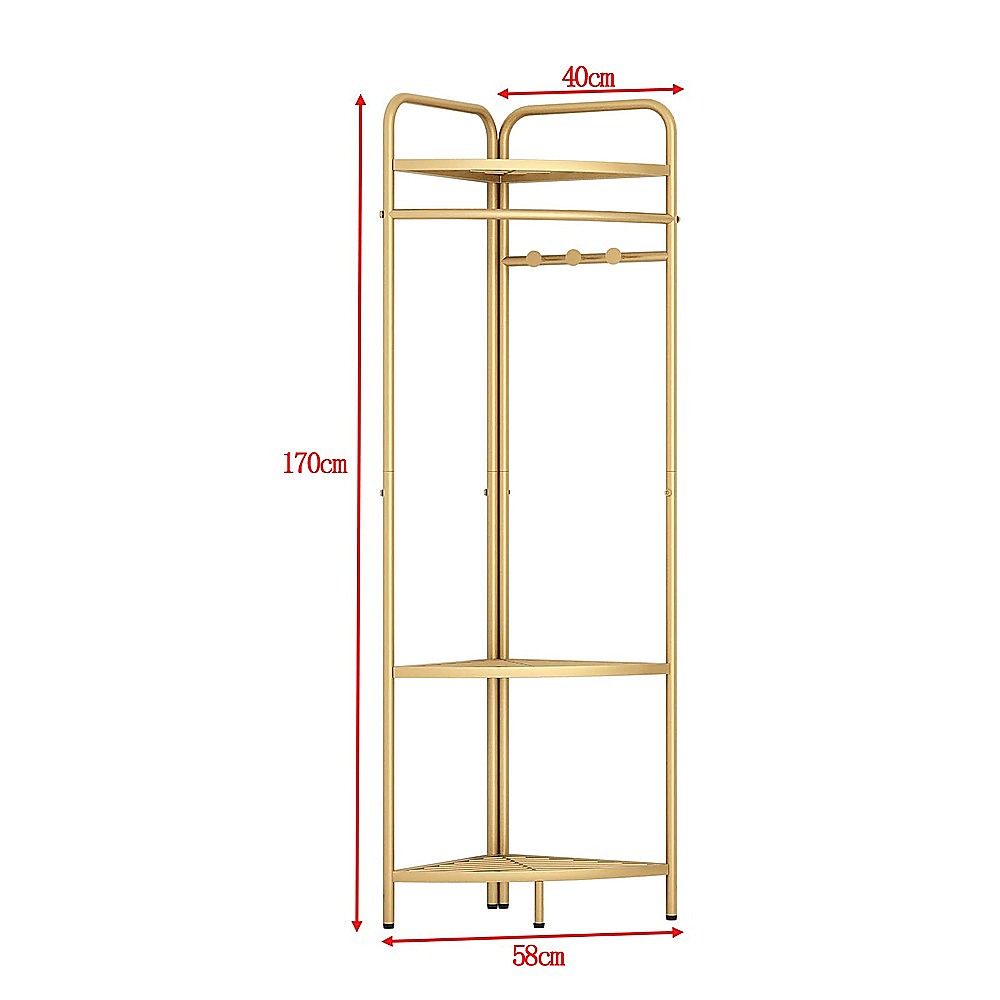Corner Gold Clothing Rack ??Stylish Clothes Storage Stand for Bedroom & Wardrobe