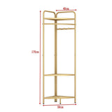 Corner Gold Clothing Rack ??Stylish Clothes Storage Stand for Bedroom & Wardrobe