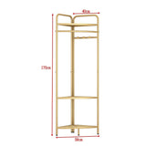 Corner Gold Clothing Rack Clothes Bedroom Storage - Close-Up Angle