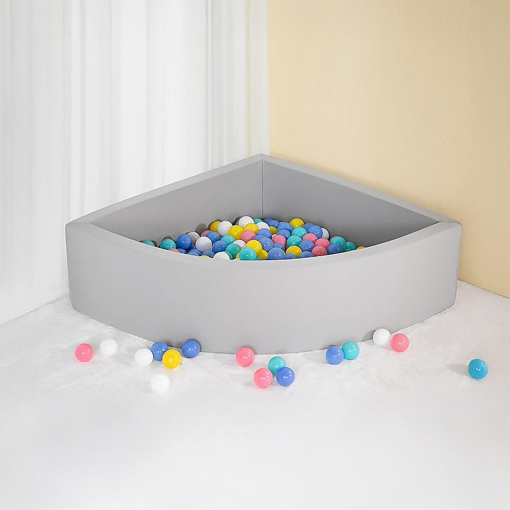 Corner Ball Pit Playpen Enclosure  Safe Grey Play Area for Babies and Toddlers, Indoor or Outdoor