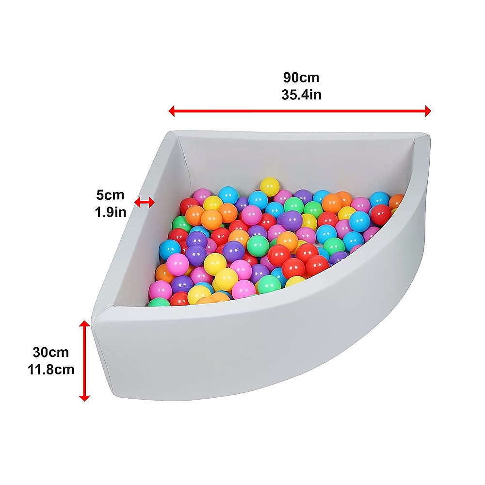 Corner Ball Pit Playpen Enclosure  Safe Grey Play Area for Babies and Toddlers, Indoor or Outdoor