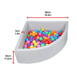 Corner Ball Pit Playpen Enclosure  Safe Grey Play Area for Babies and Toddlers, Indoor or Outdoor