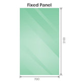 70x210cm Glass Shower Screen with Nickel F-Brackets and Floor F-Bracket