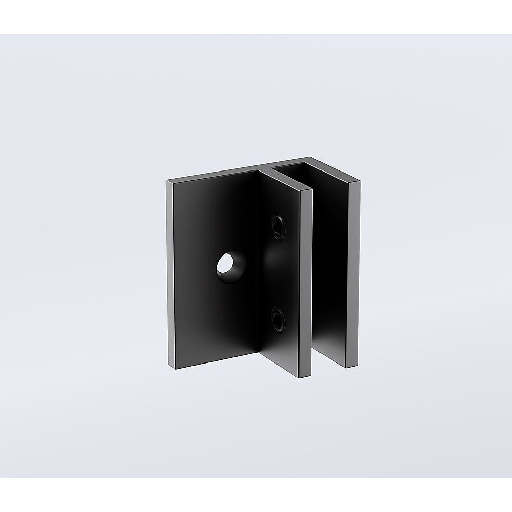 80x200cm Glass Shower Screen with Black F-brackets & Square Pole