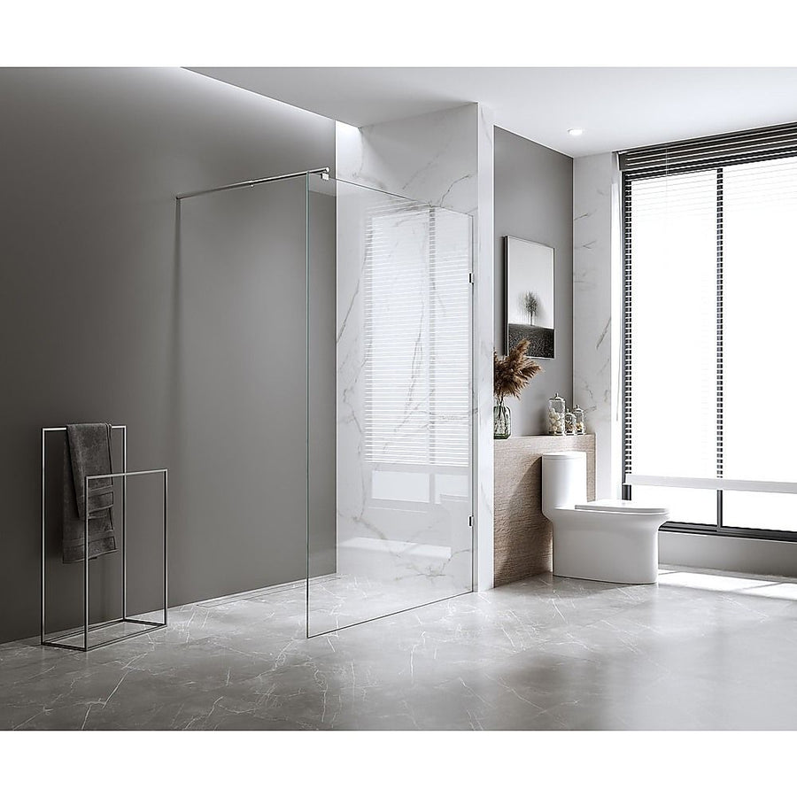 80x200cm Glass Shower Screen with Gold F-Brackets and Floor F-Bracket