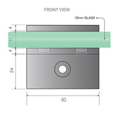 80x200cm Single Shower Glass Screen with White F-brackets & Square Pole - Low Angle