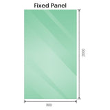 80x200cm Glass Shower Screen with Nickel F-Brackets and Floor F-Bracket - Rear View