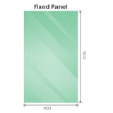 90x210cm Glass Shower Screen with White F-Brackets and Floor F-Bracket - Rear View