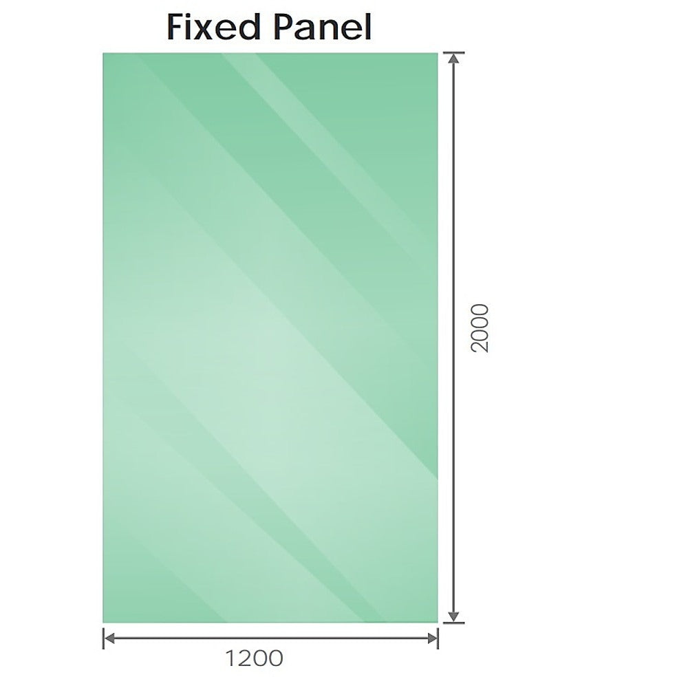 100x200cm Glass Shower Screen with Black U-brackets & Round Pole