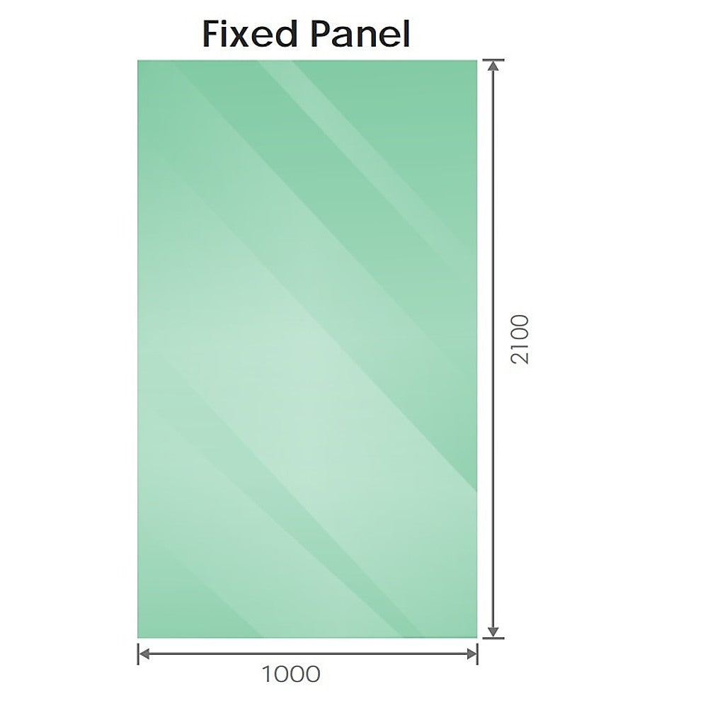 100x210cm Glass Shower Screen with Black F-brackets & Round Pole