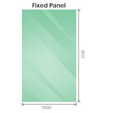 100x210cm Glass Shower Screen with Black F-brackets & Round Pole - Rear View