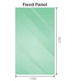 110x210cm Glass Shower Screen with Black F-Brackets and Round Pole - 45-Degree Angle