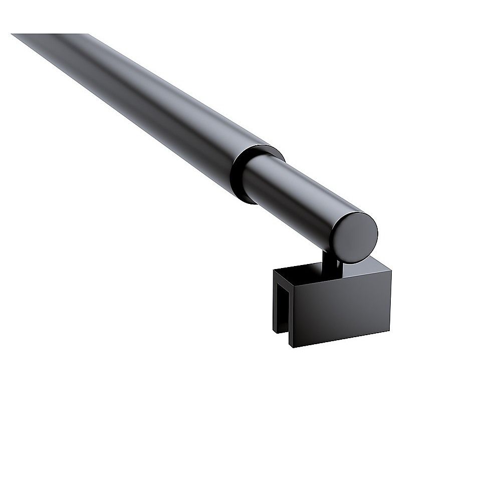 110x210cm Glass Shower Screen with Black F-Brackets and Round Pole