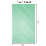 80x210cm Single Shower Glass Screen with Gunmetal Wall Channel & Square Pole - Rear View