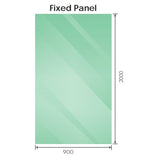 90x200cm Single Shower Glass Screen with White Wall Channel & Round Pole - Rear View