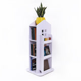 Rotating Bookcase Bookshelf Kid's Book Organiser Rack Wooden Castle Display Shelf - Side View